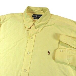 Polo Ralph Lauren Mens Button Down Shirt XL Custom Fit Light Yellow 100% Cotton